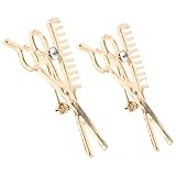 Ciieeo 2 Stück Friseurbrosche aus Zinklegierung mit Schere und Kamm Motiv Kostüm und Anstecknadel...