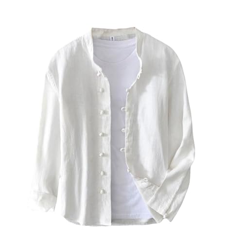 Chemise en lin homme respirante anti-chaleur à boutons grenouille