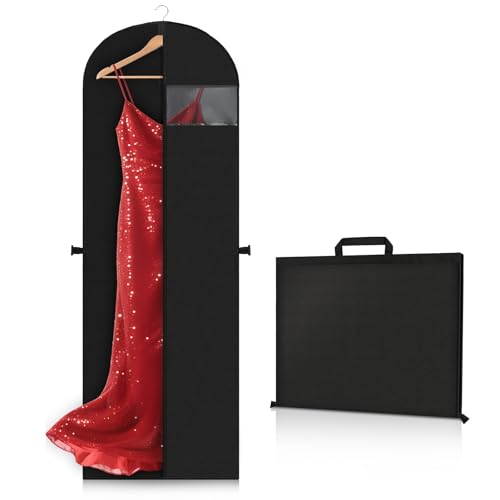 Kleidersack Lang 180 cm Faltbare Kleiderhülle Atmungsaktive Kleidersäcke mit Griffen für Brautkleider Abendkleider Mantel | Schützt vor Staub Feuchtigkeit & Motten(180×60 cm