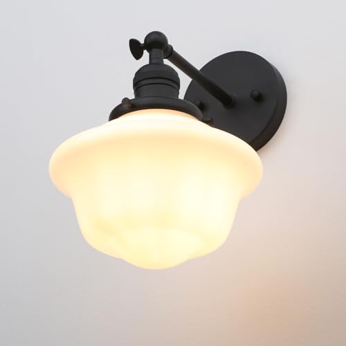 Vintage Wall Sconce Lamp with Milk White Glass Shade for Bathroom Vanity