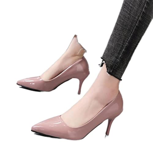 Zapatos de tacón fino para mujer, zapatos clásicos, para boda, ocio, fiesta, color rosa, 35 (22,5 cm)