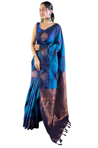Image of SGF11 Women's Kanjivaram Pure Soft Silk Saree With Unstitched Blouse Piece