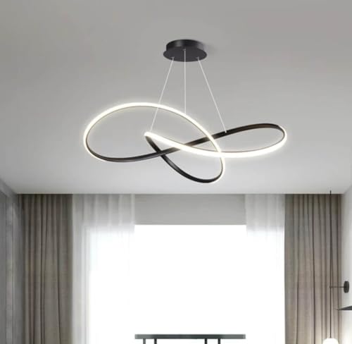 Image of Lyse Decor Metal Chandelier, Jhumar Light for Hall Ceiling, Jhoomer for Living Room, Creative 3 Ring Hanging Pendant Lamp with Height-Adjustable for Bedroom, Dining Room (Black)