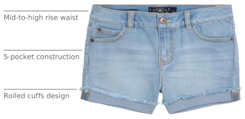 Image of Lucky Brand Girls' Cuffed Jean Shorts, Stretch Denim with 5 Pockets, Mid to High Rise Waist