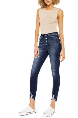 SALT TREE Kancan - Women's High Rise Ankle Skinny Jeans - KC8433-NV