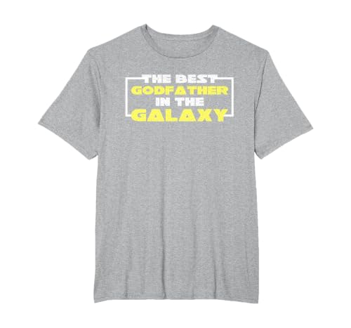 Best Godfather in the Galaxy | Godson Goddaughter | Godparent T-Shirt, Men's Big and Tall, Heather Grey, 6X Tall