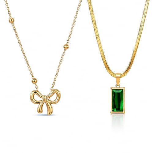 Image of Necklace Set For Women Stylish | Anti Tarnish Waterproof Stainless Steel Chain Pendant Necklaces Jewelry for Love | Gold Plated Jewellery Accessories for Woman & Girls | Birthday Gift for Wife & Girlfriend