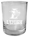 R and R Imports Lehigh University Mountain Hawks 8 oz Round College Whiskey Glass – Officially Licensed Engraved Logo 2-Pack