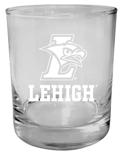 R and R Imports Lehigh University Mountain Hawks 11 oz Round College Whiskey Glass – Officially Licensed Engraved Logo 4-Pack