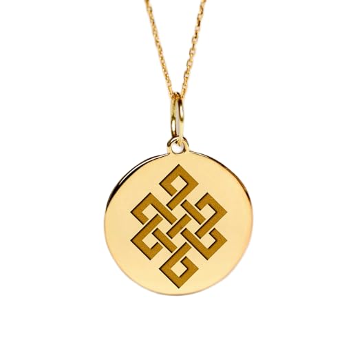 Collier nœud sans fin gravé en argent sterling plaqué or de haute qualité
