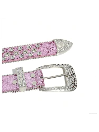 WDIRARA Women's Rhinestone Belts Shiny Studded Bling Waist Belt for Party Club Y2K3