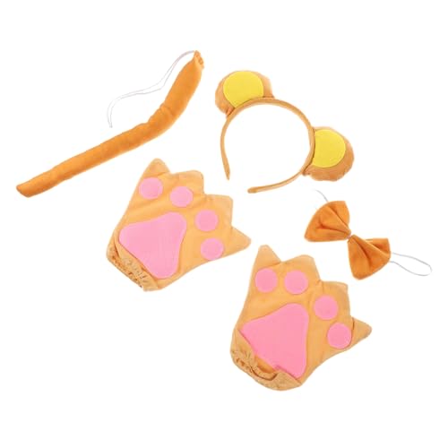 Garneck Disfraz de Mono para Diadema de Orejas Pajarita y Guantes de Algodón PP Accesorios Cómodos para Fiestas Temáticas y Cosplay Infantil