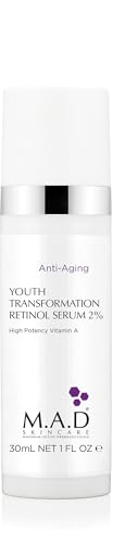 M.A.D Skincare YOUTH TRANSFORMATION RETINOL SERUM 2% - Professional Anti-Aging Solution for Wrinkles & Acne-Prone Skin | Clears Blemishes & Large Pores | Hyaluronic Acid & Amino Acids | 1oz