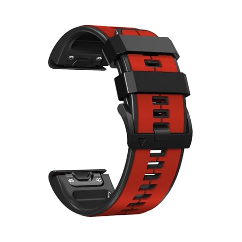 [PLYYQZM] 22/26mm �E�H�b�`�o���h .Gar min �ɍ��� Fenix 8 7 7X 6 6X Pro 5 5X Plus 3HR 935 �V���R���o���h �N�C�b�N�����[�X ���X�g�X�g���b�v �u���X���b�g�ɓK�p(Red black,26m