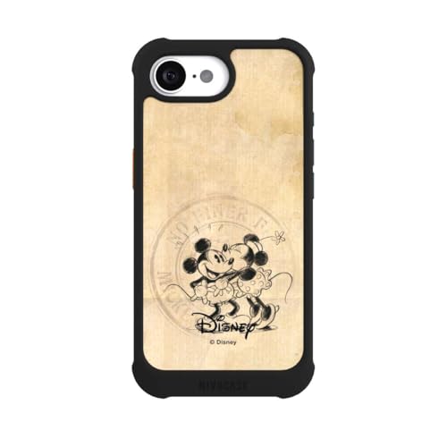 Coque iPhone 16e antichoc noire avec technologie MagSafe NIVOmax Mickey Minnie Mouse