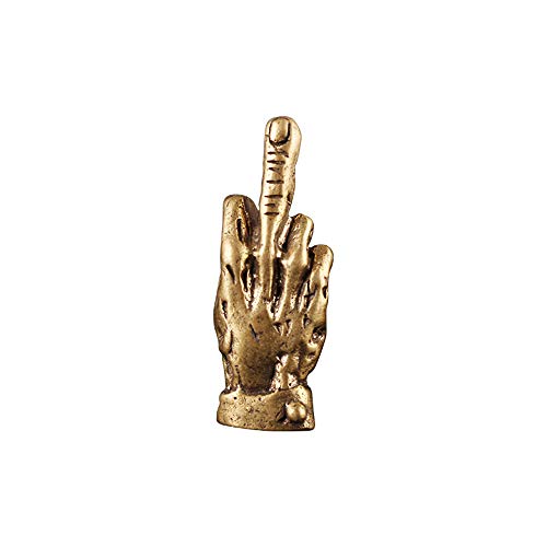 WHCQ Messing Hand Skulpturen, Mittelfinger-Statue, kreative lustige Geschenke Joke Tabletop-Dekor für Kinder Büroschrank Regal Dekoration Goldenen 4.2X1.8X1.3Cm (2X1x1inch) Cover