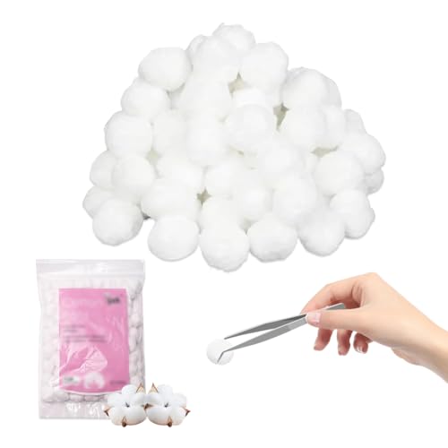 ZORVYN 100 Boules de Coton Naturel Doux pour Soins Beauté et Corps, Démaquillage, Nettoyage et Projets DIY (Blanc)