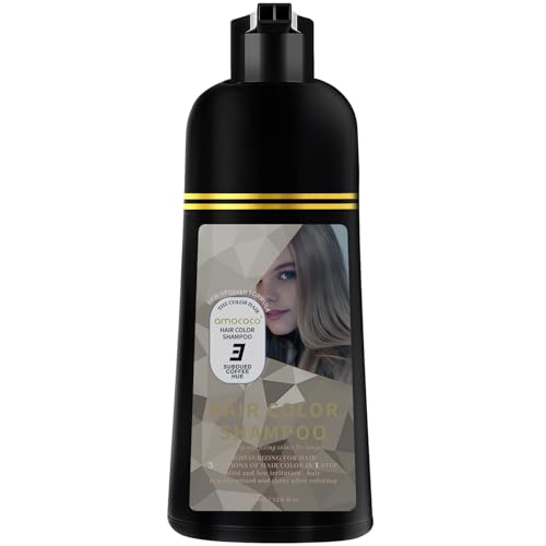 Amococo Instant Hair Color Shampoo for Gray Hair Coverage, One-Step Wash-In Hair Dye with Cetearylalcohol, Natural Hair Color for Men & Women, 13.6 fl.oz (Subdued Coffee Hue)