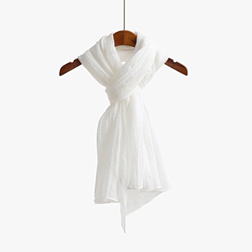 Jeelow Cotton Feel Scarf Shawl Wrap Soft Lightweight Scarves And Wraps For Men Women, White, Medium - Image 5