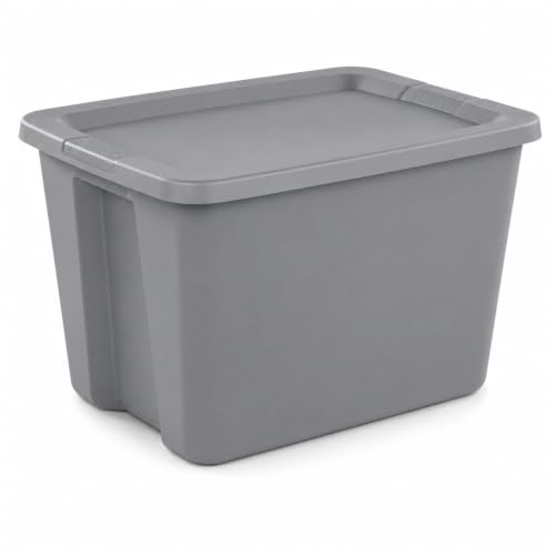 CLMSTE 18 Gal Storage Bin with Snap-On Lid, Stackable Plastic Tote, Gray