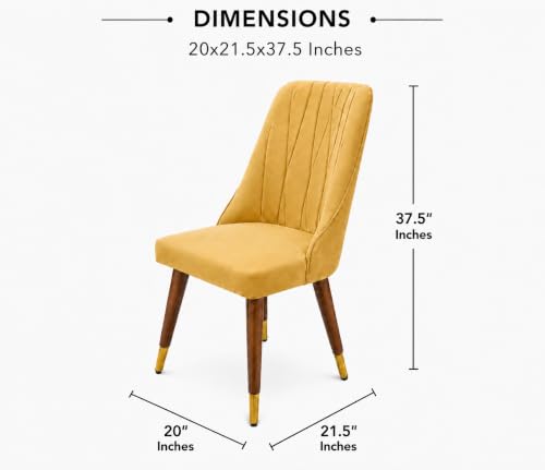 Image of WOODEN SPACE 4 Seater Wooden Dining Table Set | Urban Marble Top Dining Table with Chairs for Dining Room & Kitchen (Modern Frontline Yellow) (42 x 42 x 30 inch)