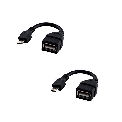 SaiTech IT (2 Pack Micro USB 2.0 OTG Cable for Mobile Phones - USB A Female to Micro USB B 5 Pin Male Adapter Cable