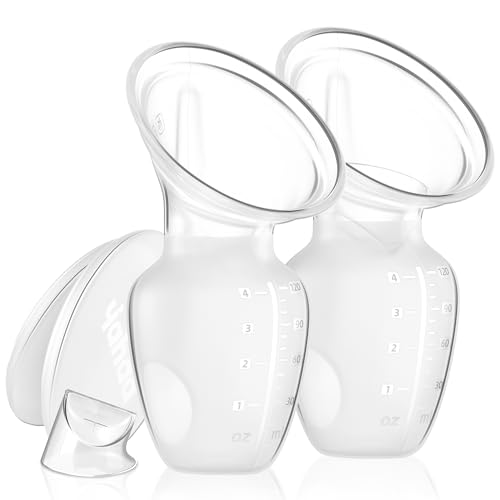 Image of yahaa Manual Breast Pump for Breastfeeding Essentials,Colostrum Collector with Spill Free Valve,Cap,Silicone,Self-Stand Bottom,Aqua,4oz