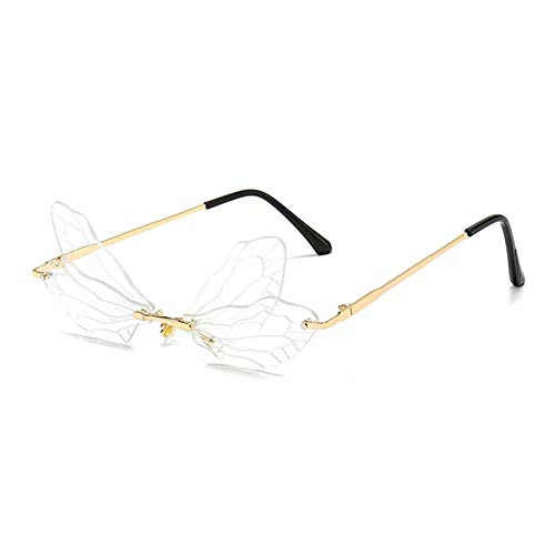 Image of ENTHYI Dragonfly Wing Shape Sunglasses for Women /Men Frameless Irregular Glasses Shades Party Sun Glasses