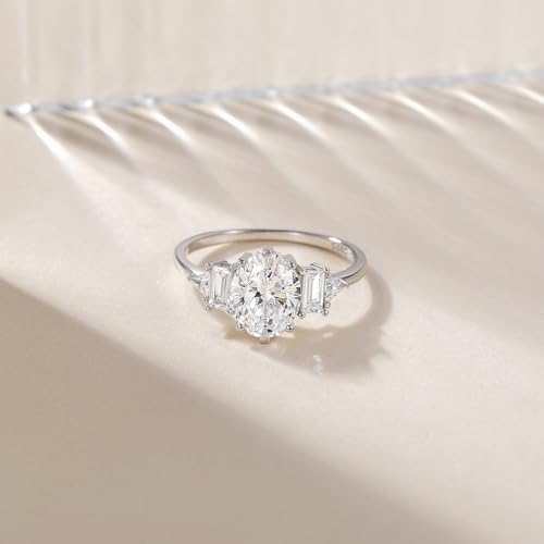 EAMTI 3CT 925 Sterling Silver Wedding Rings for Women Oval Cut Cubic Zirconia Engagement Promise Rings for Her Size 4-103