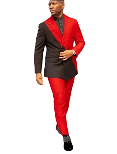 Men's Match Color Two Pieces Suit Double Breasted Buttons Peak Lapel Tuxedos for Formal Leisure