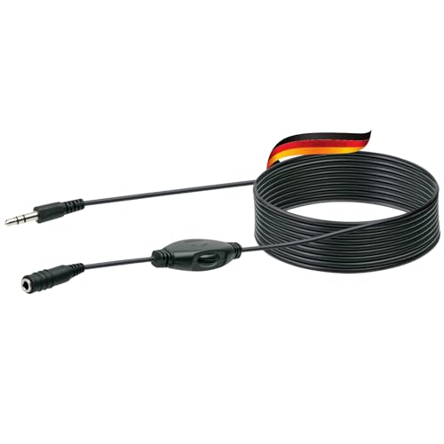 SCHWAIGER KHALR4030 533 AUX Verlängerungskabel Audiokabel Verlängerung Klinkenkabel mit Lautstärkeregler Stecker auf Buchse Stereo Audio 3m schwarz