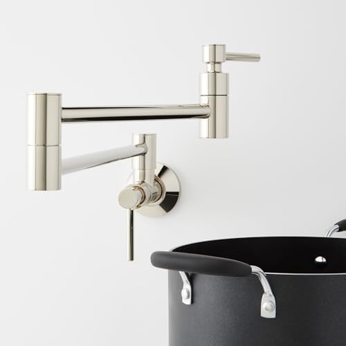 Signature Hardware 955096 Modern Retractable 4.8 GPM Wall-Mounted Single Hole Pot Filler - Polished Nickel