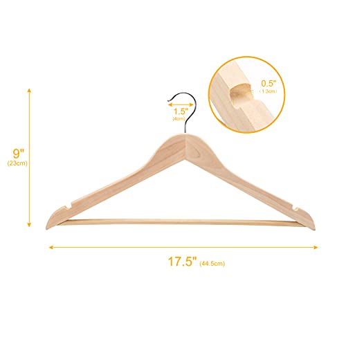 Image of Cozymood Sturdy Wooden Hangers 20 Pack Durable & Slim Clothes Hanger with 360 Rotatable Hook Natural Finish & Notches Wood Hangers Premium Coat Hanger for Closet Clothes Hangers (Grain)