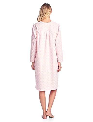 Casual Nights Womens  Long Sleeve Micro Fleece Cozy Floral Nightgown Nightshirt, Sparkle Pink, Xx-Large #TOP3
