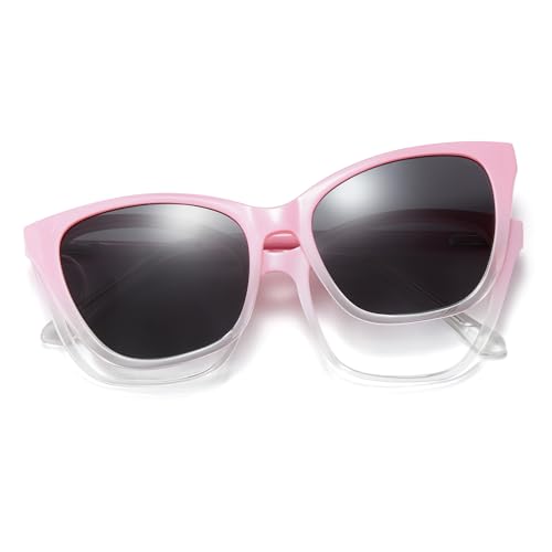 Image of Cyxus Cat Eye Magnetic Clip-On Sunglasses Women Polarized Blue Light Blocking UV400 Protection P1221