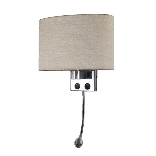 Preisvergleich Produktbild Wandleuchte Stoff Schattierungen Wandlampe Wandspot, Wandlampe Doppelt Schalter E27 Bettleuchte Licht Beleuchtung Lesen Befestigung Flur-Champagner 28x17cm