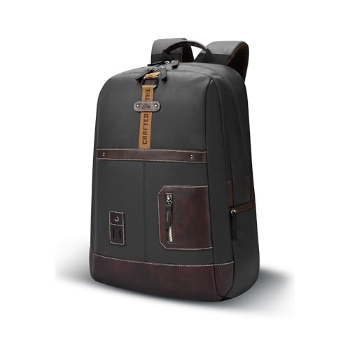 Gear Classic 6 18"/31L Antitheft Large Faux Leather Water Resistant Laptop backpack/Laptop backpack/Casual Backpack/Daypack/Travel Backpack/College Ba