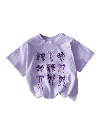 SweatyRocks Girl's Casual Bow Graphic Tees Short Sleeve Crewneck Cute T Shirts
