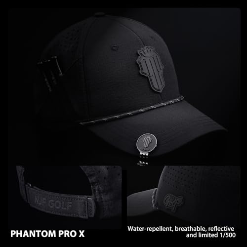 Image of NJF Golf Hat Men - Breathable Mens Golf Hats, Adjustable Rope Hook and Loop Style Cap, Convenient Cap with Tee Holder