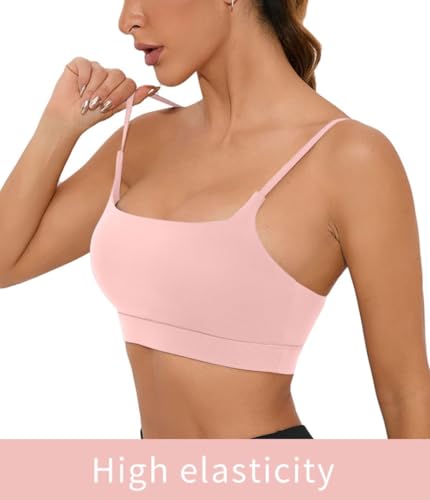 Image of Comper Sports Bra for Women Wirefree Racerback Workout Bras Sexy Thin Straps Yoga Sport Bras with Removable Pads