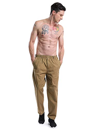 Men's Lightweight Casual Pants Elastic Waist Pull On Work Travel, Teen Boys Husky Pants Yellow Tag 8XL - US 463