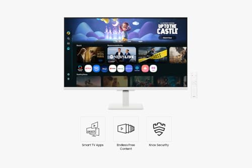 Samsung LS32FM501UXXU 32" Full Hd HDR10 Smart Monitor With Speakers - White - 1920X1080, Usb, Hdmi, Wifi, Bluetooth, Remote Control, Smart Hub For Tv Streaming, Catch Up Apps And Gaming Hub - 2