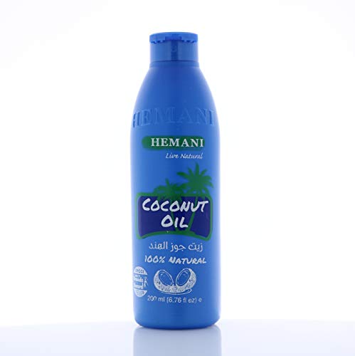 Hemani Coconut Oil 200ml - 100% Pure and Natural | Pure Coconut Oil | Aceite de Coco | Ideal for Cooking, Hair, and Skin Care | Cold Pressed | Premium Quality