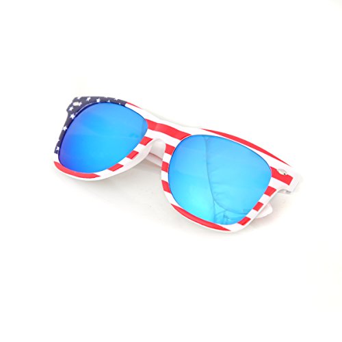 Classic Eyewear Retro 80's American USA Flag 4th of July Frame Sunglasses (White/Ice Blue, 52)2