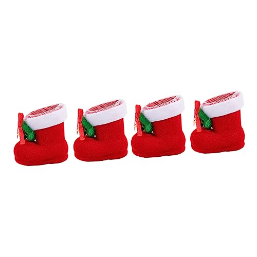 DEARMAMY 4piezas Botas De Golosinas Navideñas De Obsequio Botas Navideñas Colgantes Para Decorar Dulces De Navidad