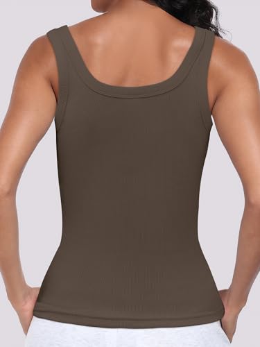 Image of ANRABESS Womens Sleeveless Scoop Neck Tank Top Ribbed Fitted Summer Basic Slim Cute Tops 2026