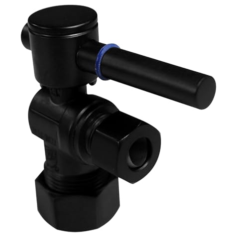 Westbrass R105BL-62 1/4-Turn Lever Handle Angle Stop Shut Off Valve, 5/8