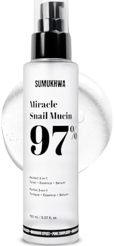 Sumukhwa Miracle Snail Mucin 97 Korean Skincare, Large Size 150ml, Snail Mucin Serum with Snail Secretion Filtrate 97% and 8 Hyaluronic Acids, Snail Moisturizer for All Skin Types