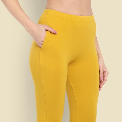 Image of ONE SKY Women Full Length Leggings | Cotton Modal Spandex Blend | High Waist Stretchable & Bio-Washed Fabric | Colour-Lock Technology | Comfortable Leggings for Women