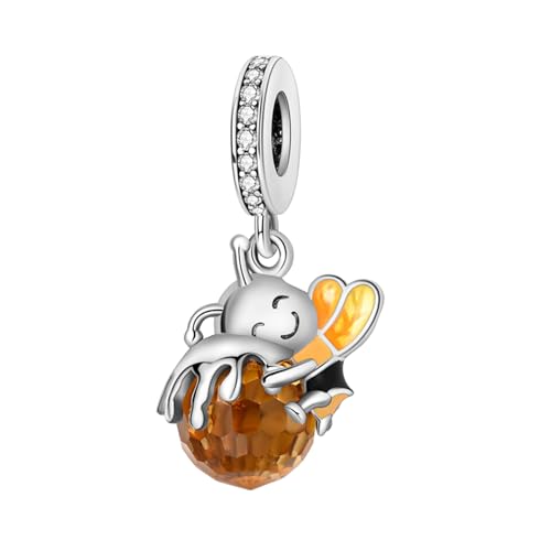 YIXUAN Charms Mini Pot de Miel Abeille Charm en argent 925 compatibles avec les bracelets Pandora, bijoux pour colliers, cadeaux d’anniversaire et de Noël...